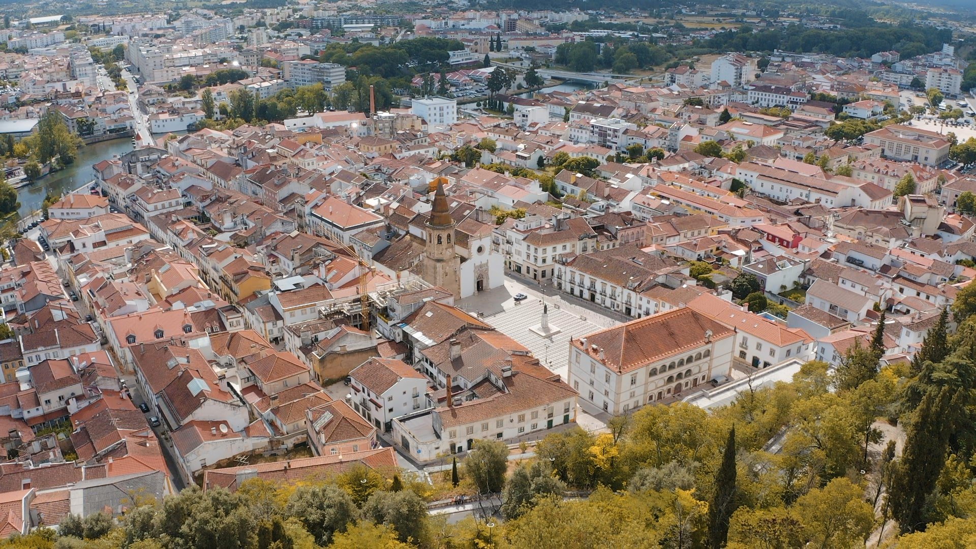 Panoramic view of Tomar through the Castle