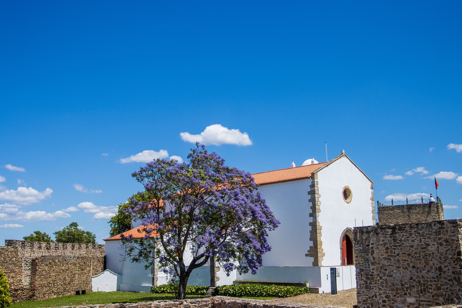 Lateral norte da Igreja de Santa Maria do Castelo/Panteão dos Almeida