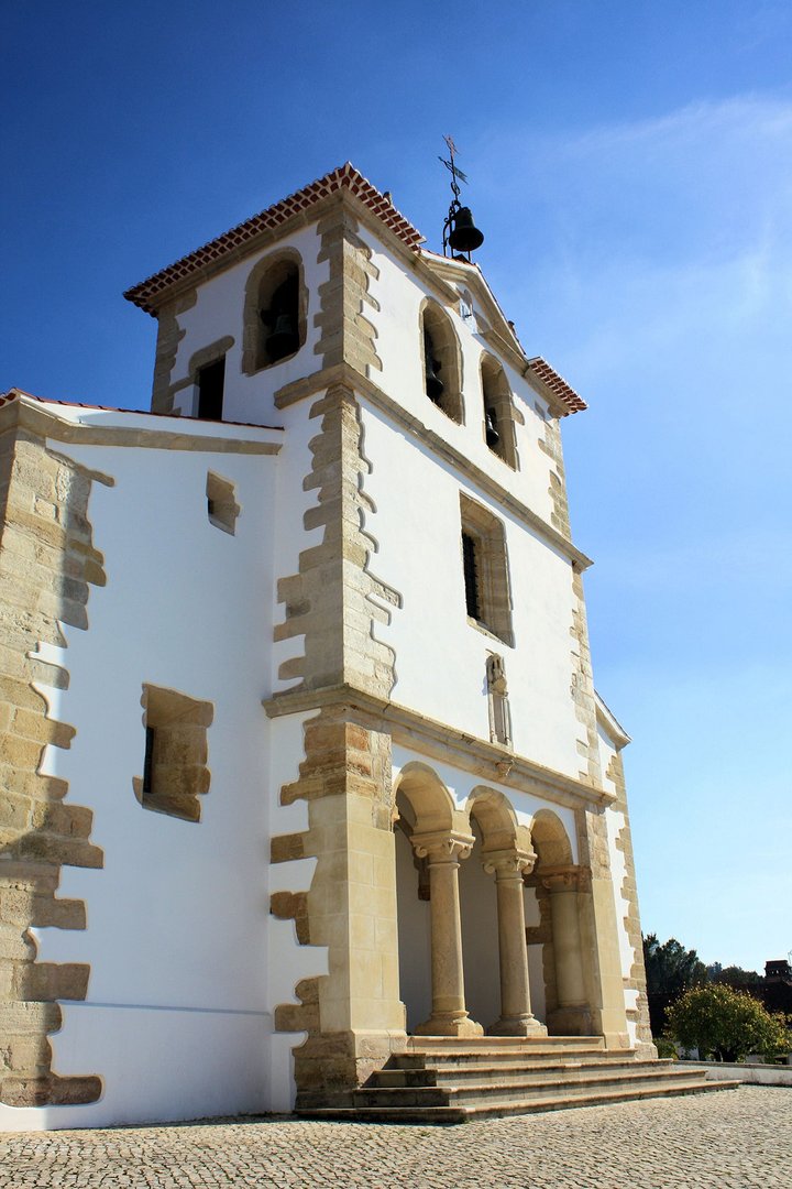 Main entrance and Bell Tower of the  Church of Our Lady of Graça das Areias