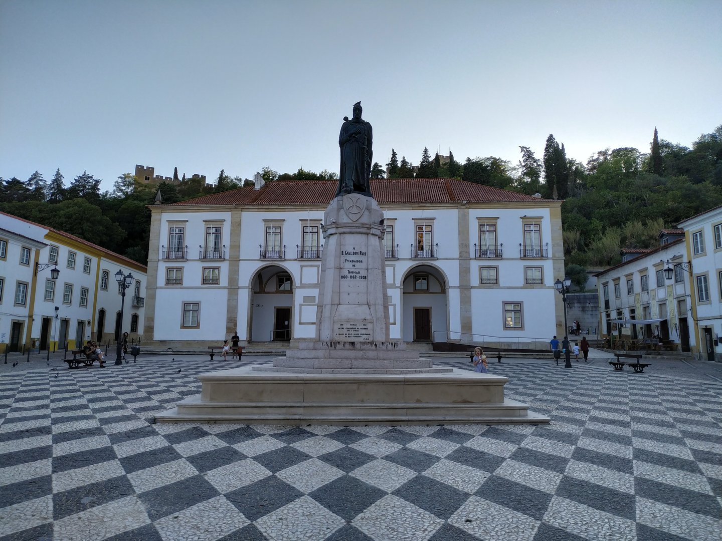 Central square in Tomar with a statue of Dom Gualdim Pais, the founder of the city.